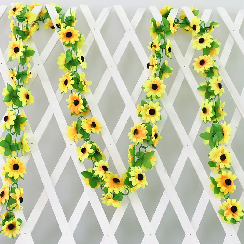Flone Artificial Flowers Green Leaf Flower Rattan Simulation Chrysanthemum Flower Vines Wedding Party Home Decor Supplies  (3)