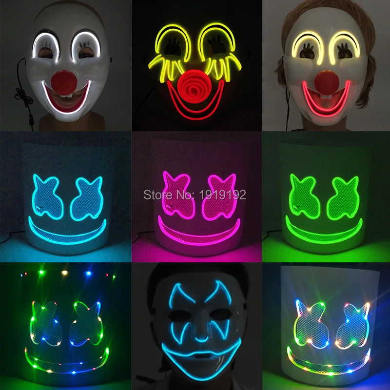 

Novelty LED Party Mask Marshmallow Helmet Funny Smile Clown Mask Birthday Masquerade Glow Party Supplies For Adult