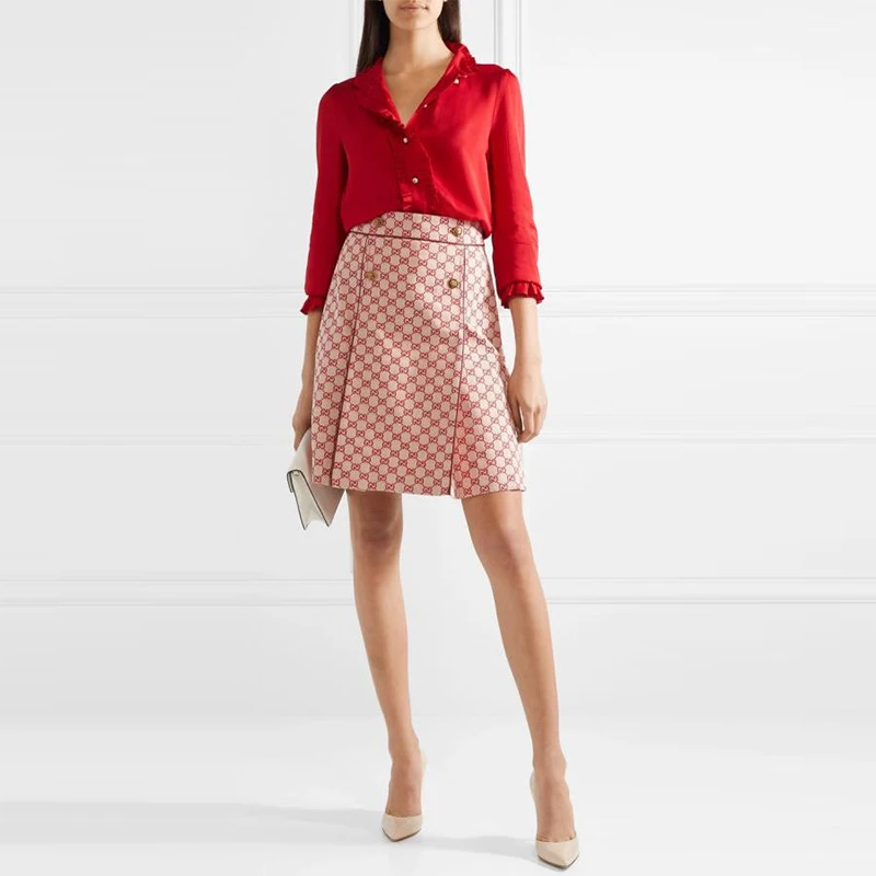 Mujeres Línea Alta Primavera Una As De Falda Nueva Verano Picture Imprimir 2019 Moda as X372 Picture Botones Mini Elegante Calidad xpq05ngvw