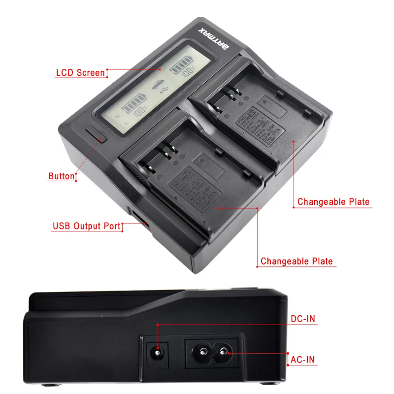 LCD Display Ultra Fast 3X Faster Dual Digital Camera Charger for Nikon