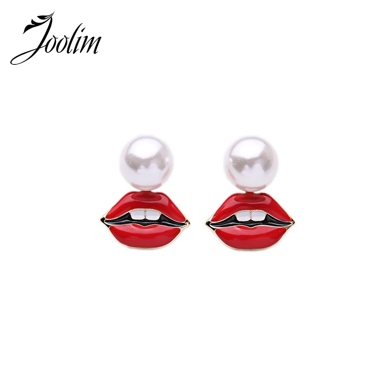 

JOOLIM Jewelry/Red Enamel lips Jackets Earring Stylish 2 in 1 Earring Korean Earring Wholesale