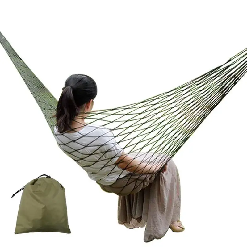 

Single Person Mesh Nylon Hammock Portable For Camping Beach Outdoor Leisure Hanging Bed Swing Adult Furniture Ulatralight