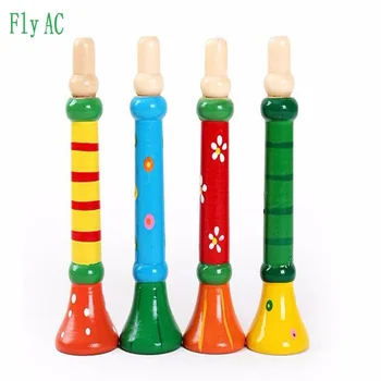 

Fly AC 1pcs 13 cm Wooden color the trumpet Educational Baby toys Learning activities gift