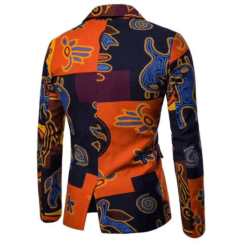 Осенние мужские спортивные пиджаки костюмы льняной хлопковый повседневный костюм с цветочным принтом Смарт облегающая в клетку платье мужской блейзер мужской пиджак 4XL