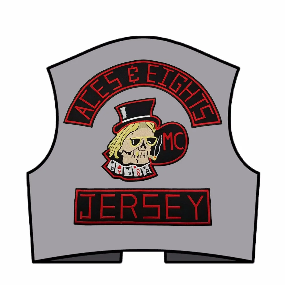 L170826-1 NEW ARRIVAL MC ACES EIGHTS JERSEY EMBROIDERY BADGE PATCH MOTORCYCLE CLUB VEST OUTLAW BIKER JACKET IRON ON PATCH FREE SHIPPING (5)