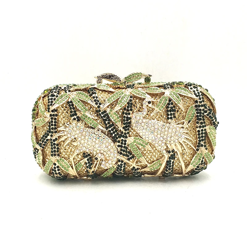 

Animal bird special designer bag women evening party bag diamond red crane crystal purses bridal wedding party crystal clutches
