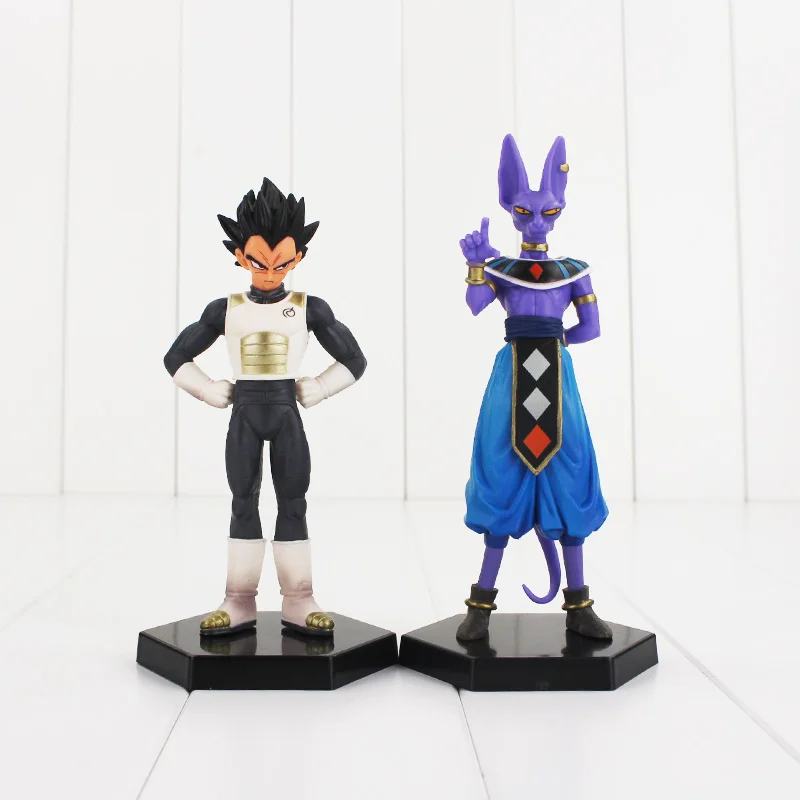 

2pcs/lot Dragon Ball Z Vegeta Beerus DragonBall PVC Figures Collectible Model Toy with base