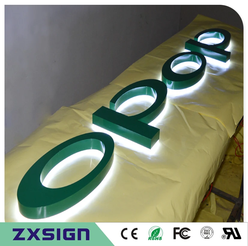 Заводской магазин 304# светодиодный 3D буквенный знак из нержавеющей стали с подсветкой для наружной адветировки в порошковых и окрашенных цветах