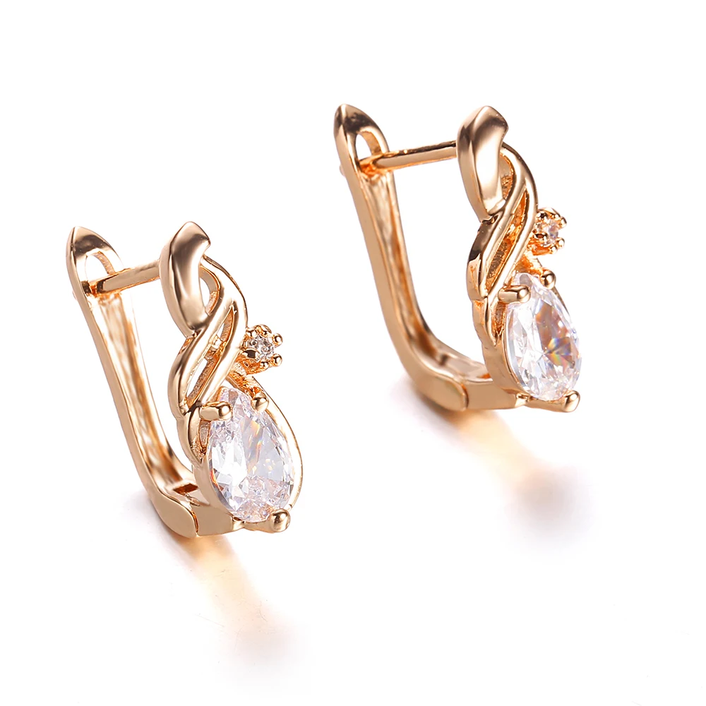 

New White Water Drop Cubic zircon Classic Romantic Gold silver Drop Earrings For Women Fashion Jewelry Girl friend Wife Mom Gift