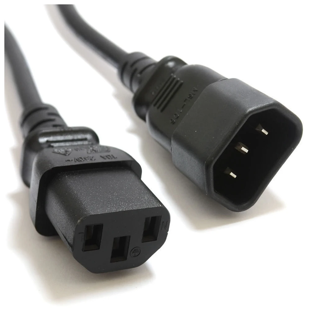 3m Power Extension Cable IEC Kettle Male to Female UPS Lead C13 C14 Blackin Computer Cables