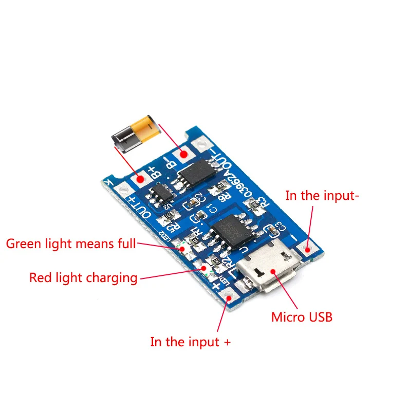 10 шт. Micro USB 5 в 1A 18650 TP4056 модуль зарядного устройства литиевой батареи зарядная плата с защитой двойные функции 1A li-ion