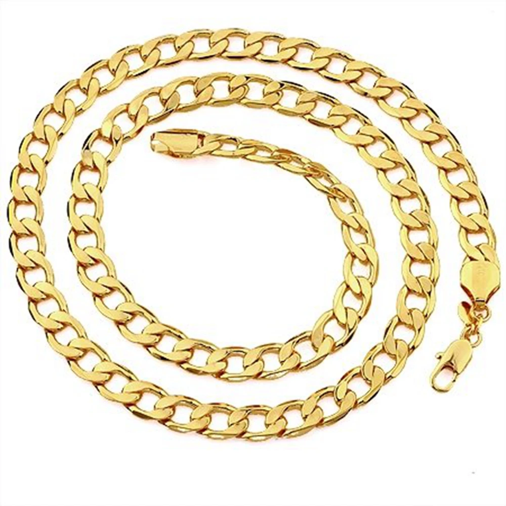 

8mm Curb Necklace Solid Yellow Gold Filled Chain Accessories