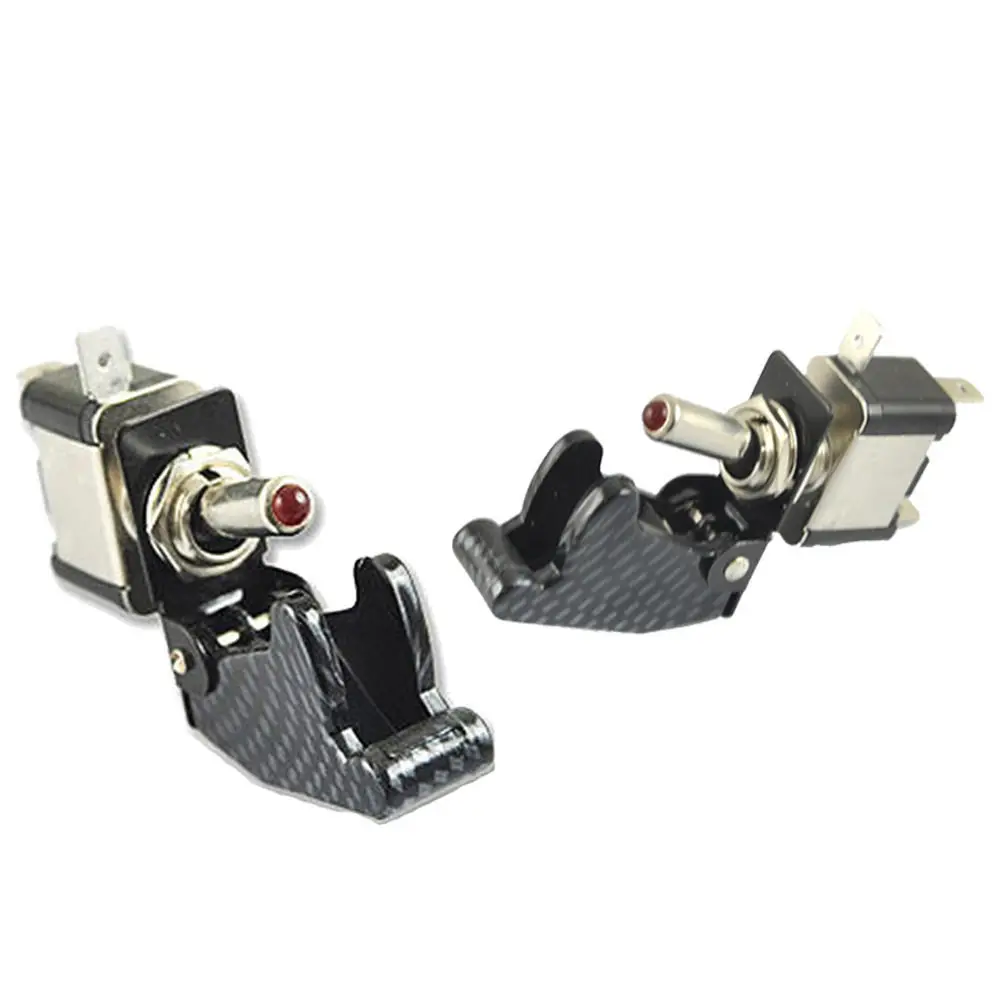 EE support 2 Pcs 12V 20A Toggle Switch Motorcycle Racing Carbon Fiber LED Light Switch SPST XY01