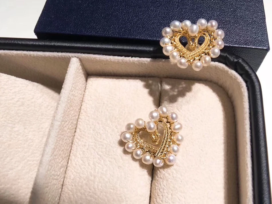 Yuaner модные новые элегантные 14k золотые кружевные плетеные жемчужные серьги
