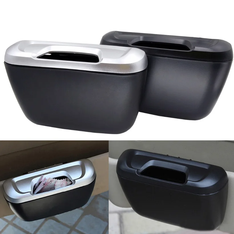 Big Capacity Mini Car Opening Design Trash Bin Auto Rubbish Can Storage