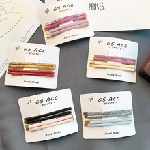 4 шт./компл. Заколки для волос для девочек, 4 шт. в упаковке изогнутые слово клип 8,5 см напылением золотистого цвета; цвет красного вина золотых волос заколка в G0405