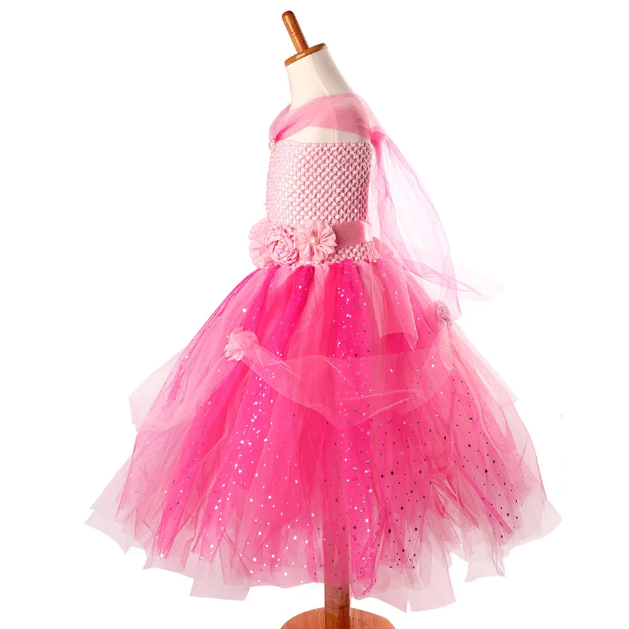 Glittery Flower Girls Tutu Dress Kids Princess Wedding Party Dresses for Christmas Costumes Baby Pageant Fancy Tutu Ball Gown (6)