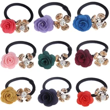 5pcs lot New Fashion Women Hair Accessories Cute Black Elastic Flower Crystal Hair Bands Girl Hairband