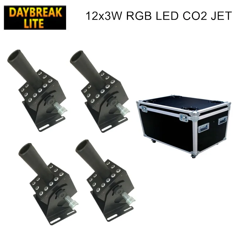 4 шт./лот led co2 jet dmx512 stage 12x3w rgb dj машина с дорожным чехлом (упаковка flycase)|Эффект