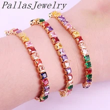 10 шт. новые радужные CZ кубические циркониевые теннисные браслеты для женщин Подарочные ювелирные изделия
