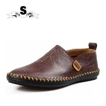 Большой Размеры Мужские туфли из натуральной кожи обувь без шнуровки из натуральной кожи Лоферы Для мужчин s мокасины в винтажном стиле, ручной работы обувь для ходьбы