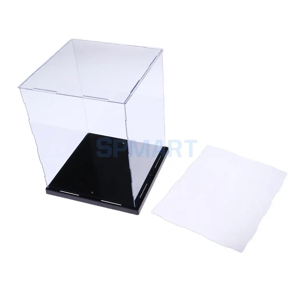 Transparent Acrylic Model Display Case Box Dustproof Box with LED Lights for Action Figure Toys Clear