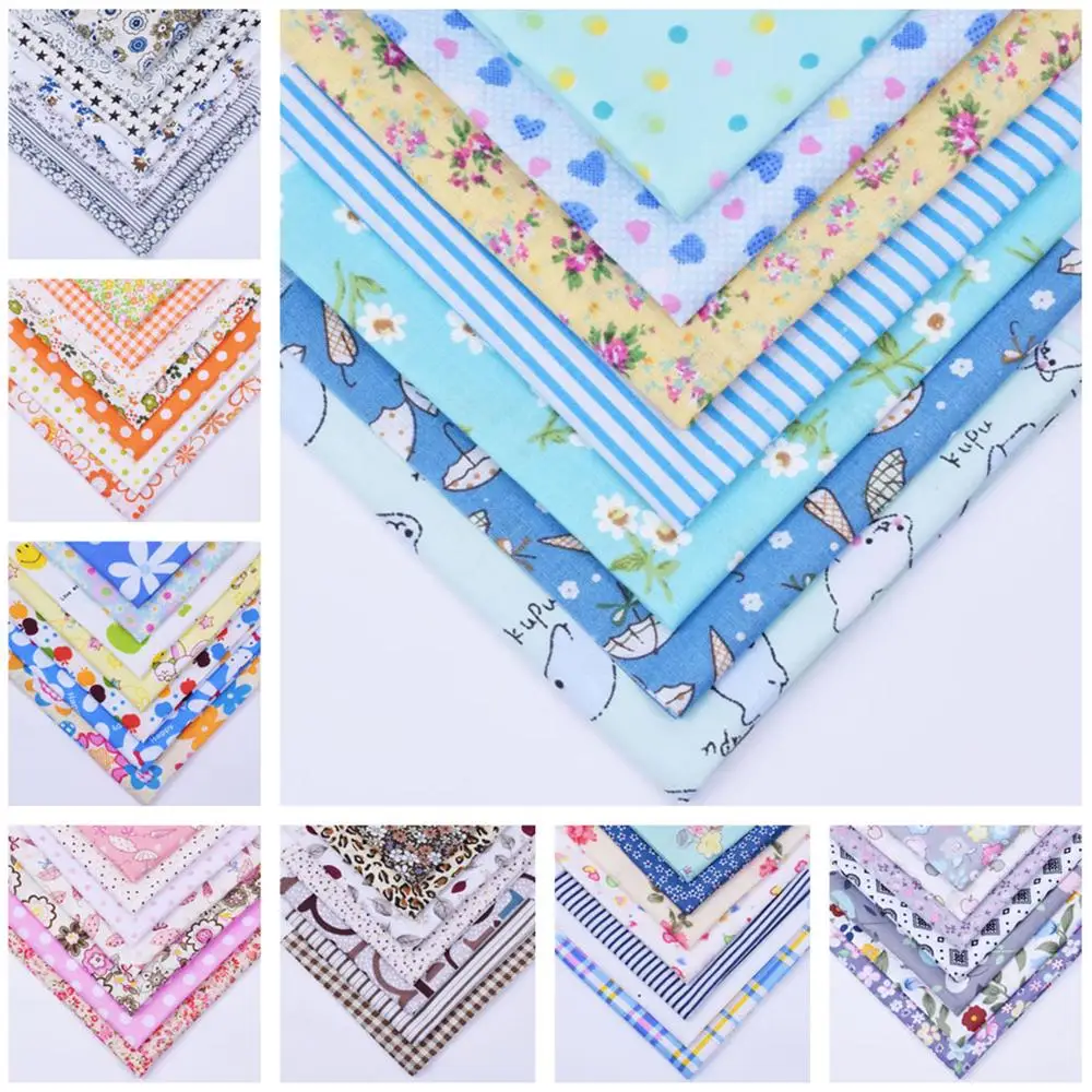 

7Pcs 100% Cotton Printed Fabric 25cmx25cm Cloth Patchwork for Needlework DIY Handmade Material