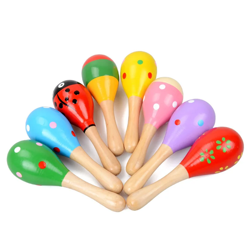 

Random Pattern Kawaii Color Small Maracas Wooden Musical Instruments For Children Learning & Education Hobby Practice Music Toys