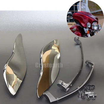 

Chrome-Black Motorcycle Upper Outer Fairing Side Wings Air Deflectors For Harley Touring Electra Street Tri Glide 2014 2015 2016