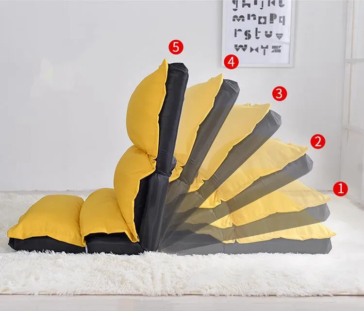 Modern Japanese Style Lazy Floor Chair Folding Gaming Sofa Chair Lounger Adjustable 5-Position Slee