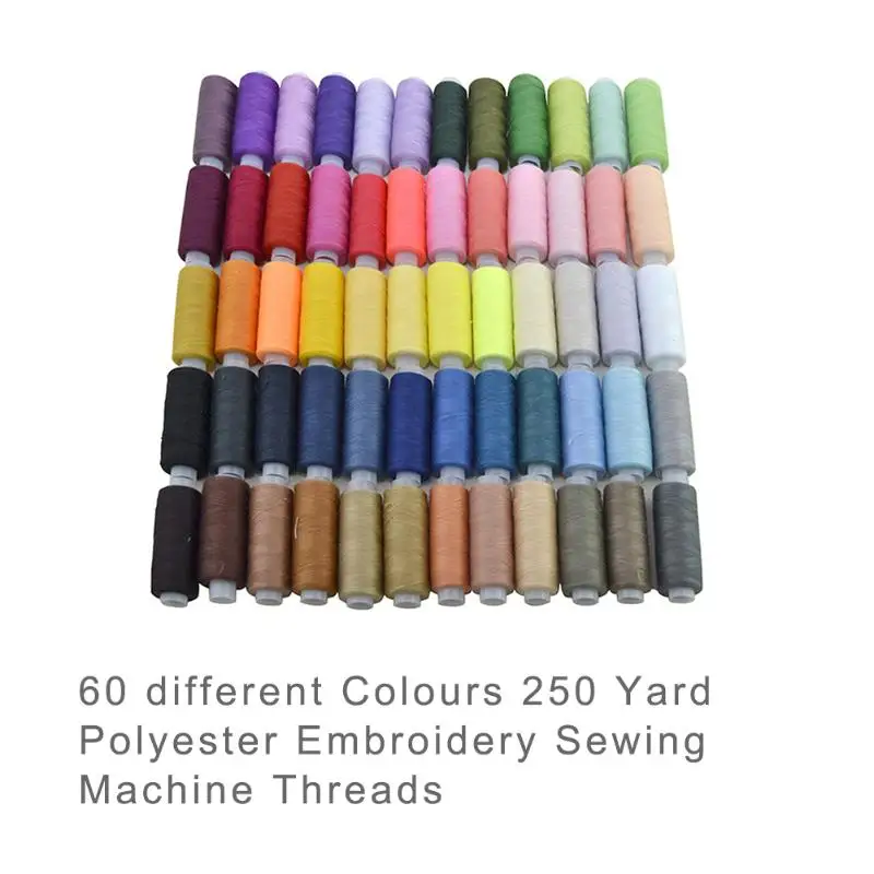 60 цветов, 250 ярдов, швейные нитки, швейные принадлежности, инструменты для квилтинга, Полиэстеровая нить для вышивки, нить для швейной машины, ручная строчка