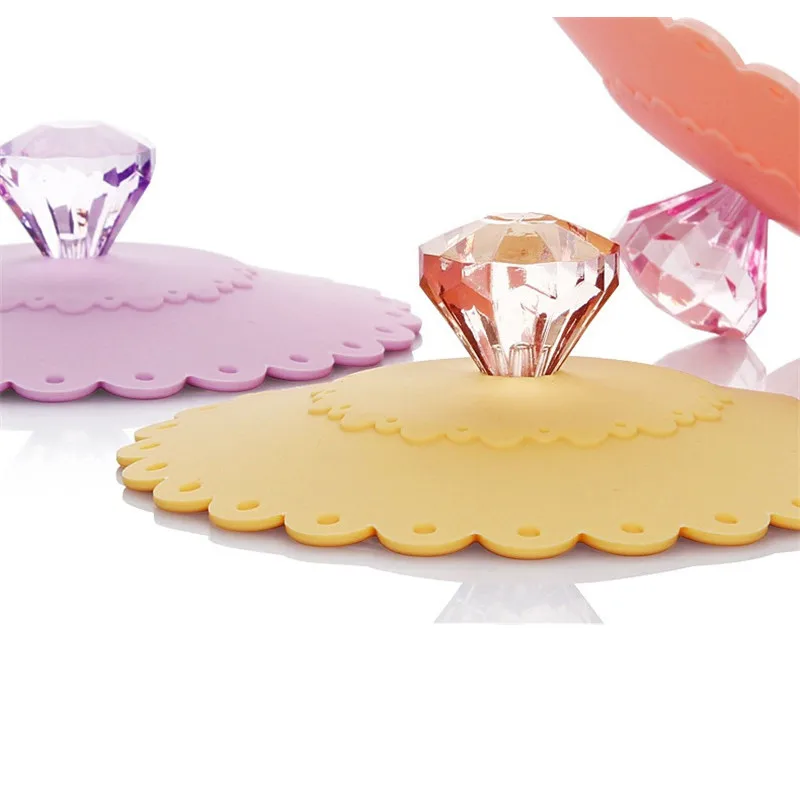 

Lace Seal Cover Dust Proof Leakp Roof Reusable Silicone Diamond Cup Lid Insulation Cover Thermal Insulation Cup Cover