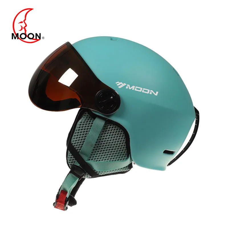 Comprar Gafas de Luna casco de esquí integrado moldeado por Ordenador + EPS certificado CE casco de esquí al aire libre deportes esquí Snowboard cascos de Patinaje