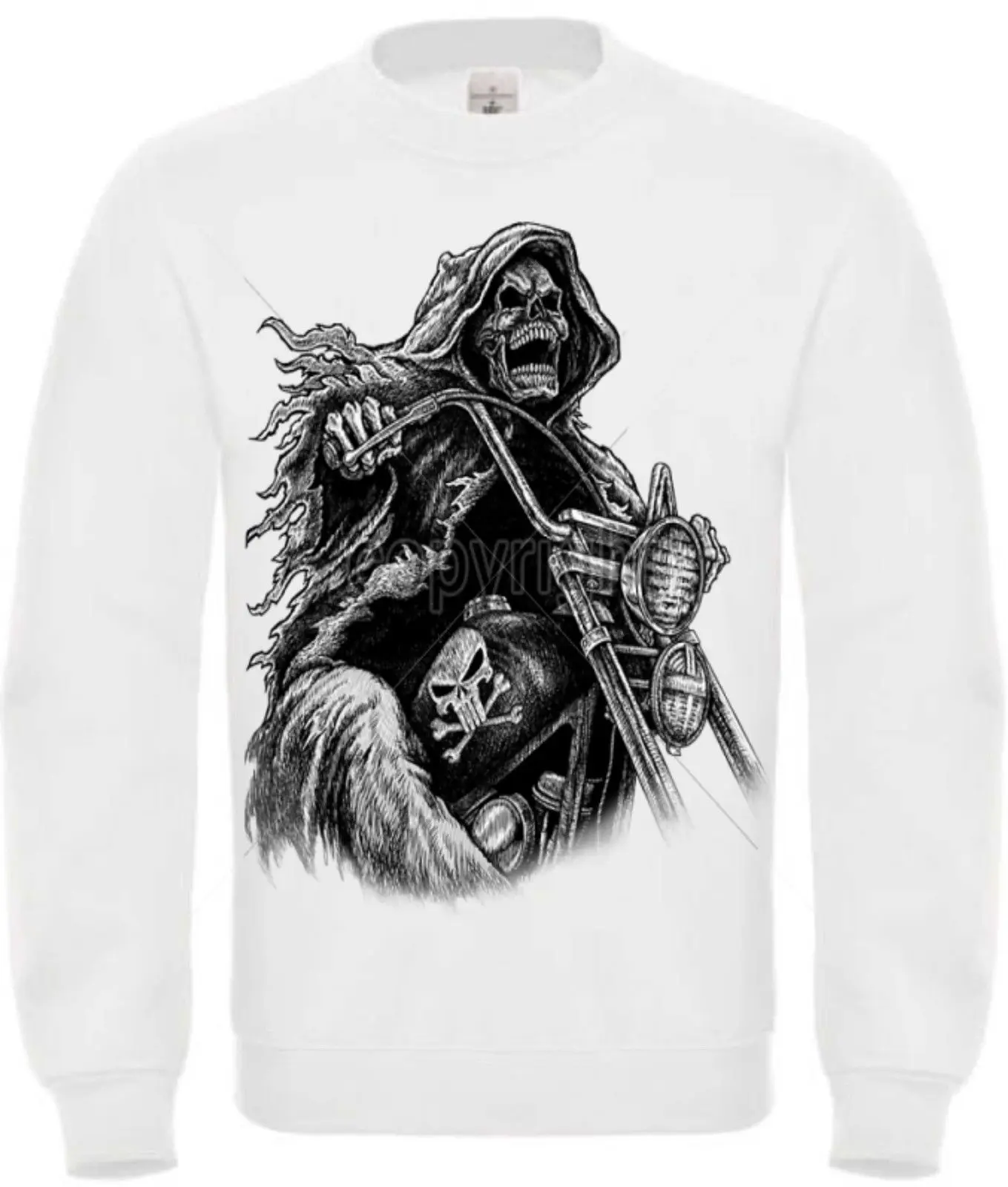 Толстовка в wei mit einem Biker- Chopper-&amp Old Schoolmotiv Modell Grim Reaper | Мужская одежда