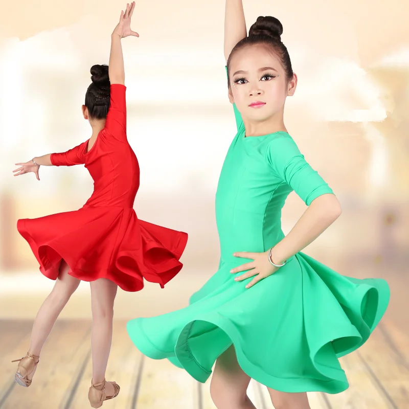 New Latin Dance Dress For Girls Latin Costume Child Kids Dancing Dress