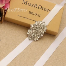 MissRDress свадебный пояс прозрачный хрустальный пояс невесты серебряные Стразы Свадебная лента для свадьбы аксессуары JK984