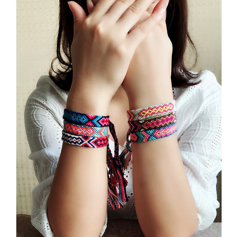 

New Arrival Boho Thread Bracelet Retro Handmade Multi-color String Woven Braided Punk Bracelets for Women Jewelry Gifts