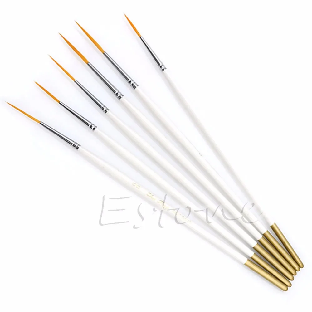 

6Pcs Round Nylon Hair Brush Hook Line Pen Artist Paint Draw Painting Craft Set