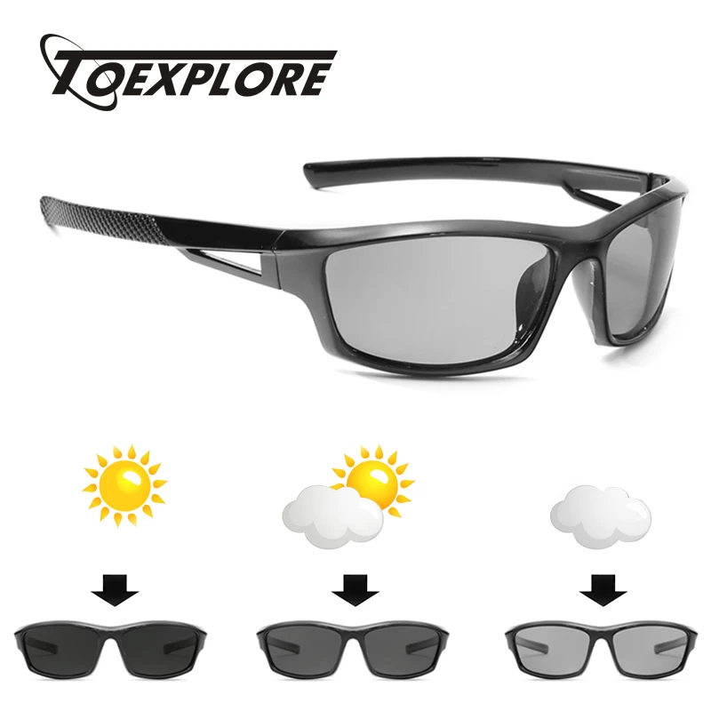 

TOEXPLORE Polarized Anti-Glare Eyewear Photochromic Driving Goggles Mirror Sun Glasses Men Women Brand Designer Sunglasses UV400