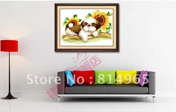 

Embroidery Package 4 Pieces (1 lot=4 pieces) Free shipping Top Classical Sunflower Dog Cross Stitch 5-15Business Days