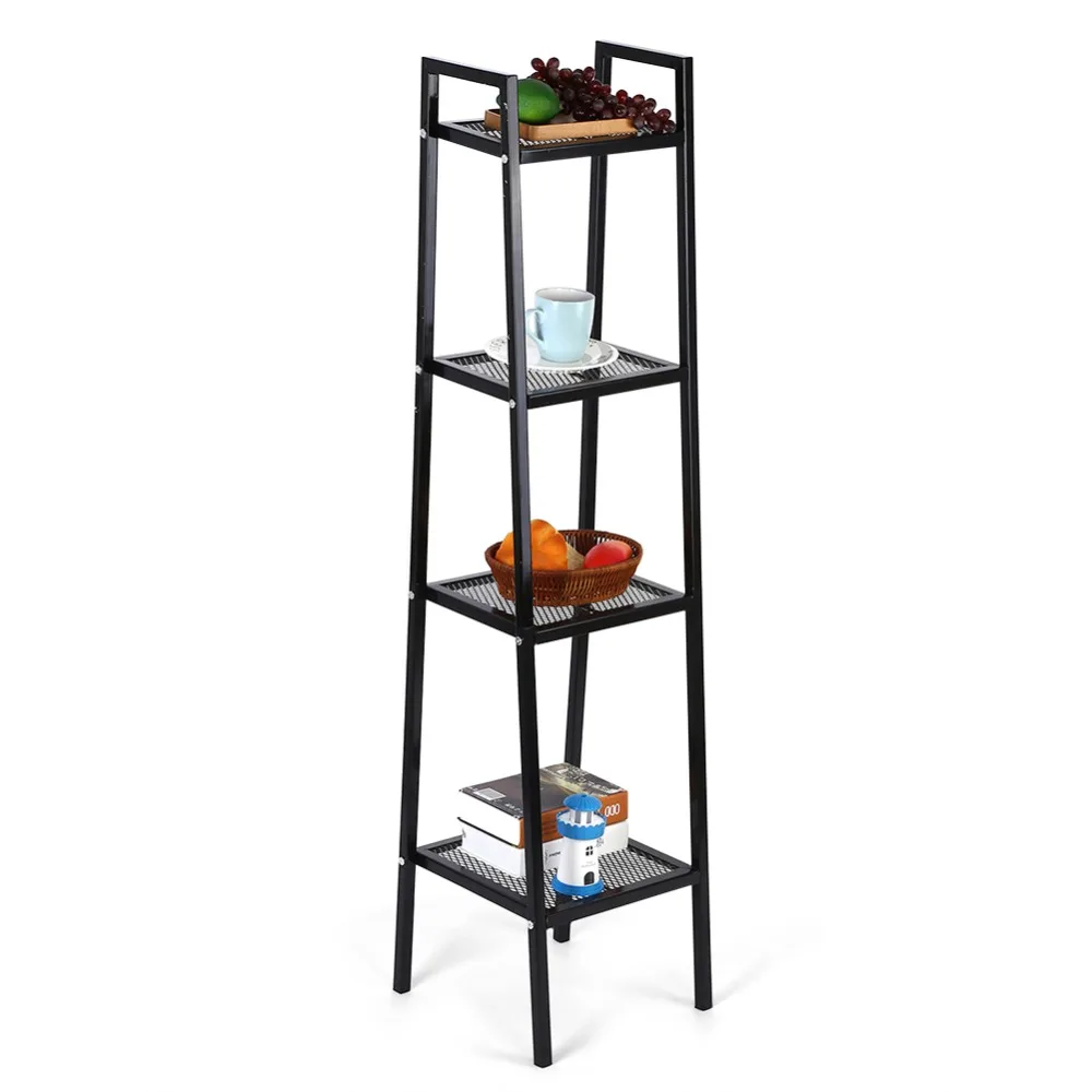 4 Tier Ladder Shelf Unit Bookshelf Bookcase Book Storage Display Rack