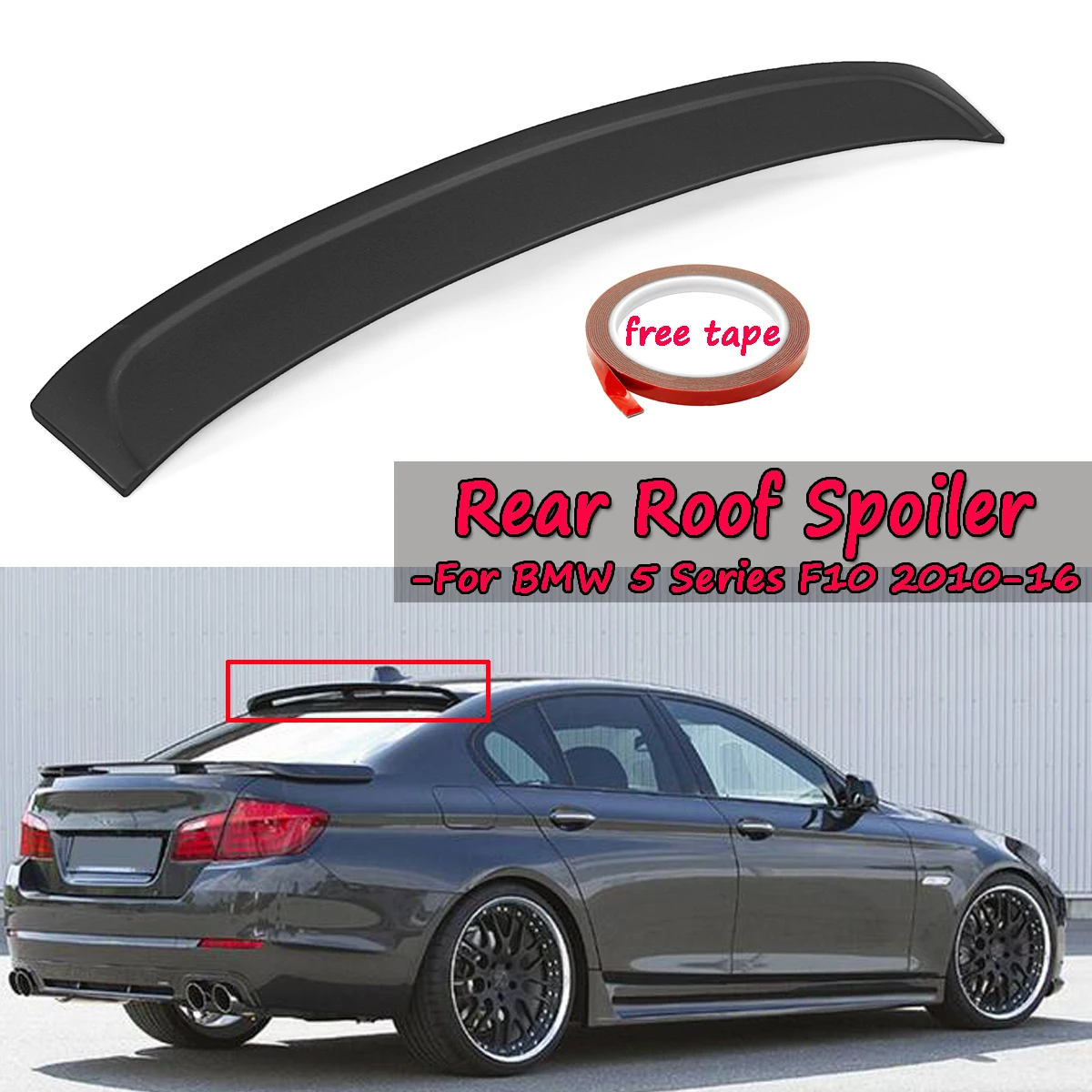 

New Rear Roof Spoiler Lip Fits For BMW 5 Series F10 2010-2016 4Dr ABS Plastic Rear Wing Spoiler Rear Trunk Roof Wing 117cm