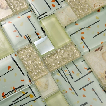 

Simple Modern Resin Shell Crystal Glass Mosaic Tile, Kitchen Backsplash Shower Bathroom Fireplace Wall sticker decor wallpaper