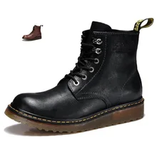 Для мужчин сапоги из натуральной кожи модные мужские ботинки для отдыха мужские осень-зима сапоги