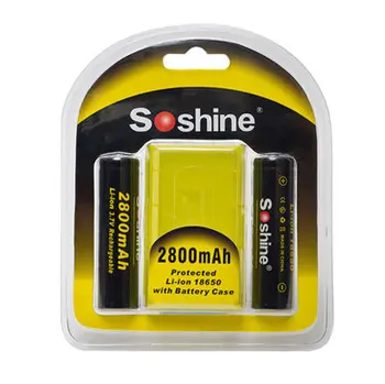 

2pcs Soshine Rechargeable 18650 2800 Protected Li-ion Lithium PCB Battery