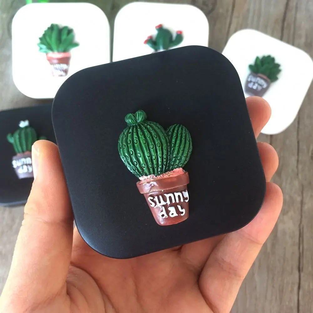 

1 Pcs Fashion Plastic Cactus Pattern Travel Glasses Contact Lenses Box Portable Eyes Care Kit Tweezer Stick Lens Holder Mirror