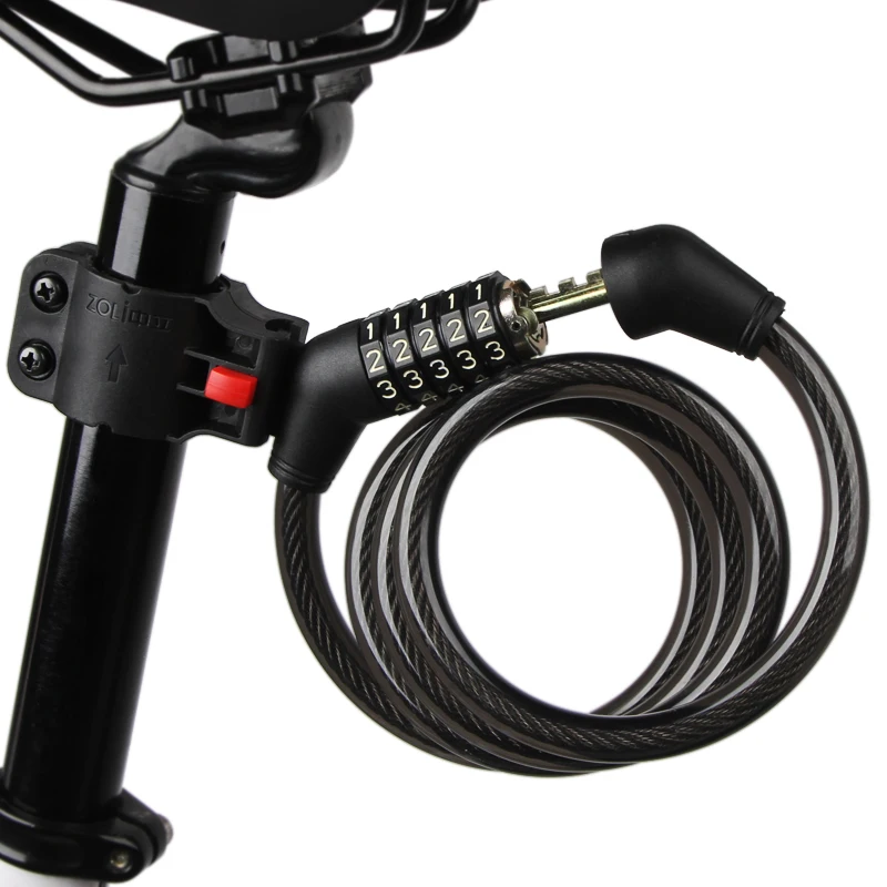 baratas Bicicleta 5 Letras Combinação Código de Bloqueio 1.2 m Enrolada Cabo de Aço de Bicicleta Ciclismo Bloqueio Senha de Bloqueio Acessórios Para Bicicletas