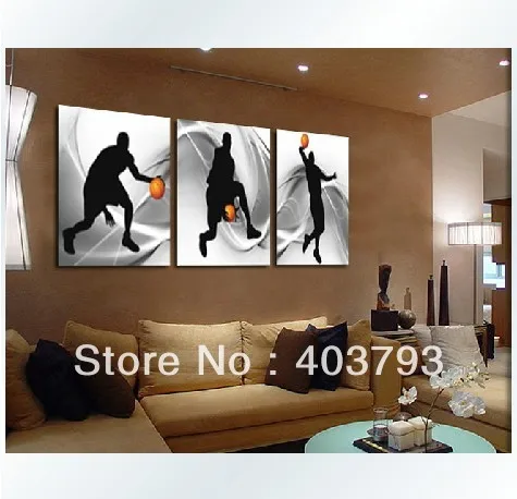 

modern fashion wall art oil painting on canvas Sport basketball decoartion free shipping