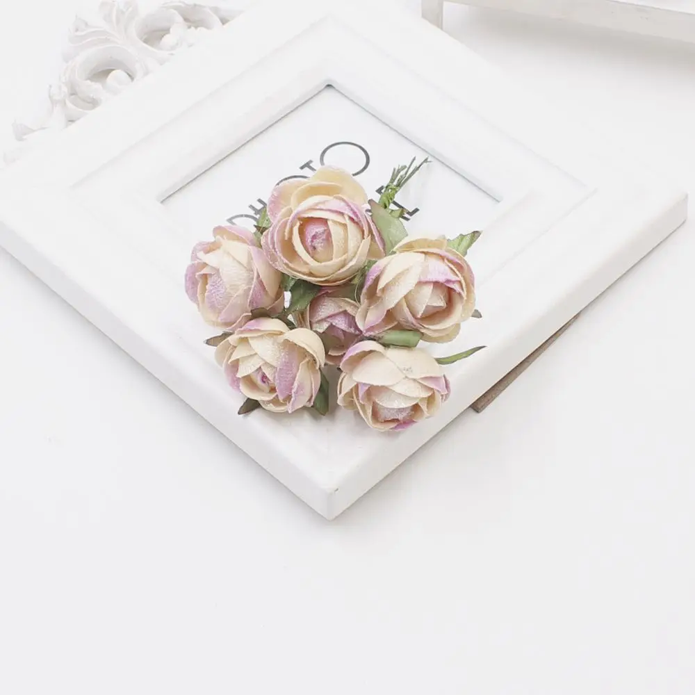 6 шт Шелковый большой бутон розы искусственный цветок букет свадебная брошь для головного убора украшение Материал Сделай Сам венок из искусственных цветов