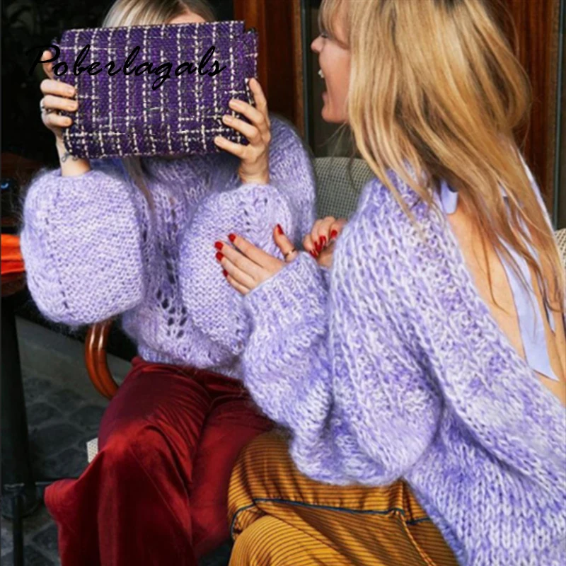 

Autumn winter 2018 sweaters female loose halter sexy pullover sweater kintted bottom sweater jumper pullover women pull femme